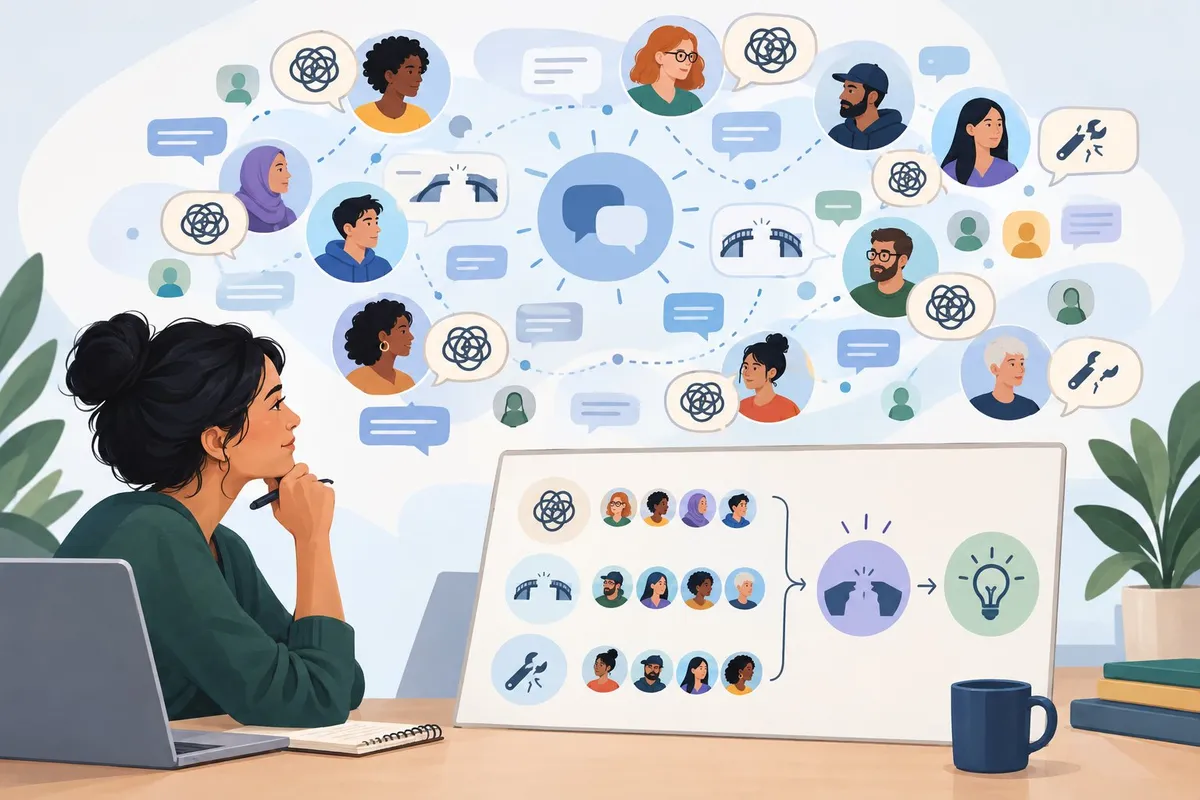 A researcher studies an online community to identify recurring problems and an unmet need.