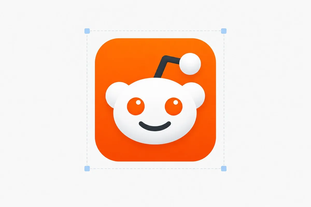 A square avatar tile with a friendly alien face and subtle resizing guides.