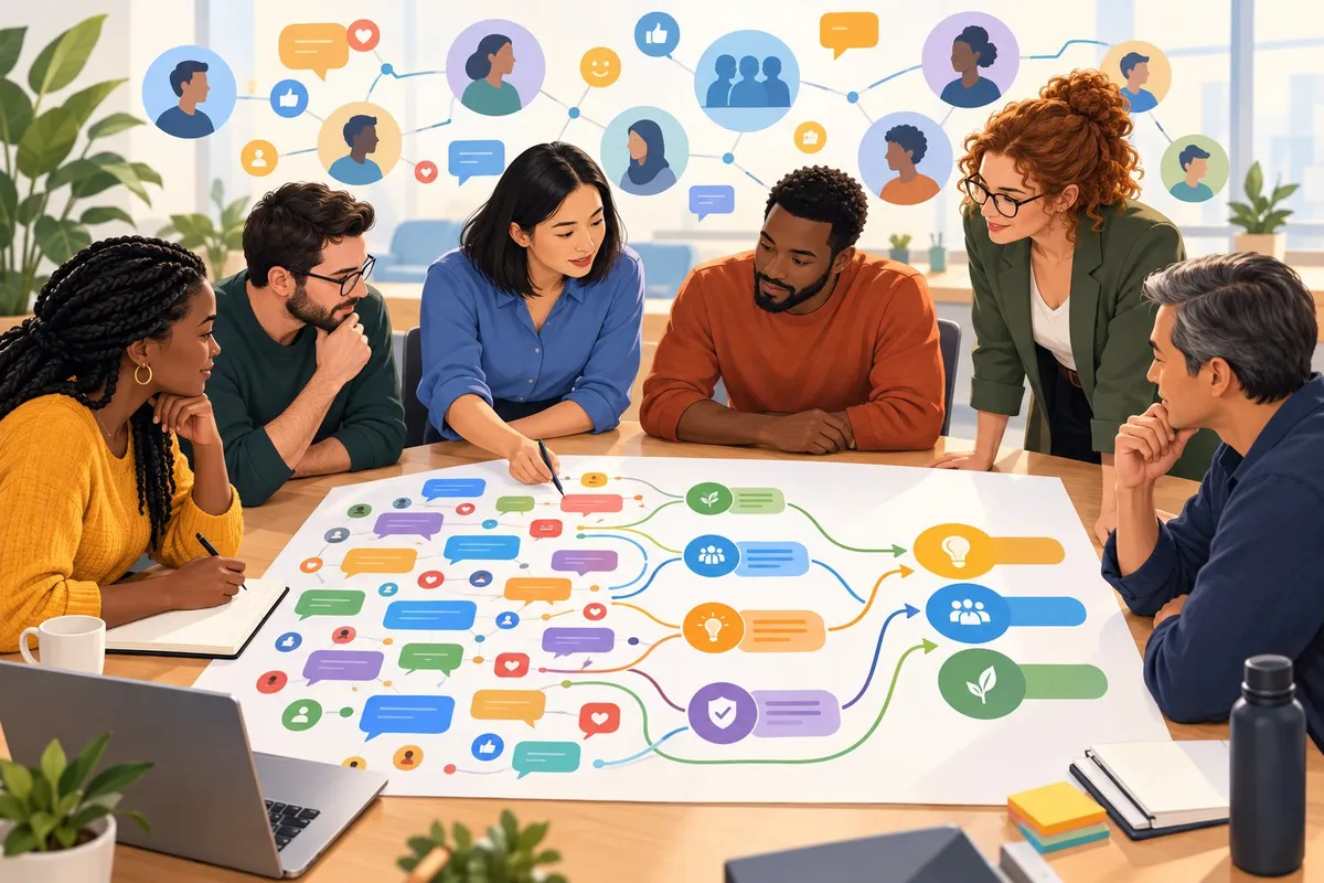 A team reviews community feedback and turns shared ideas into decisions.